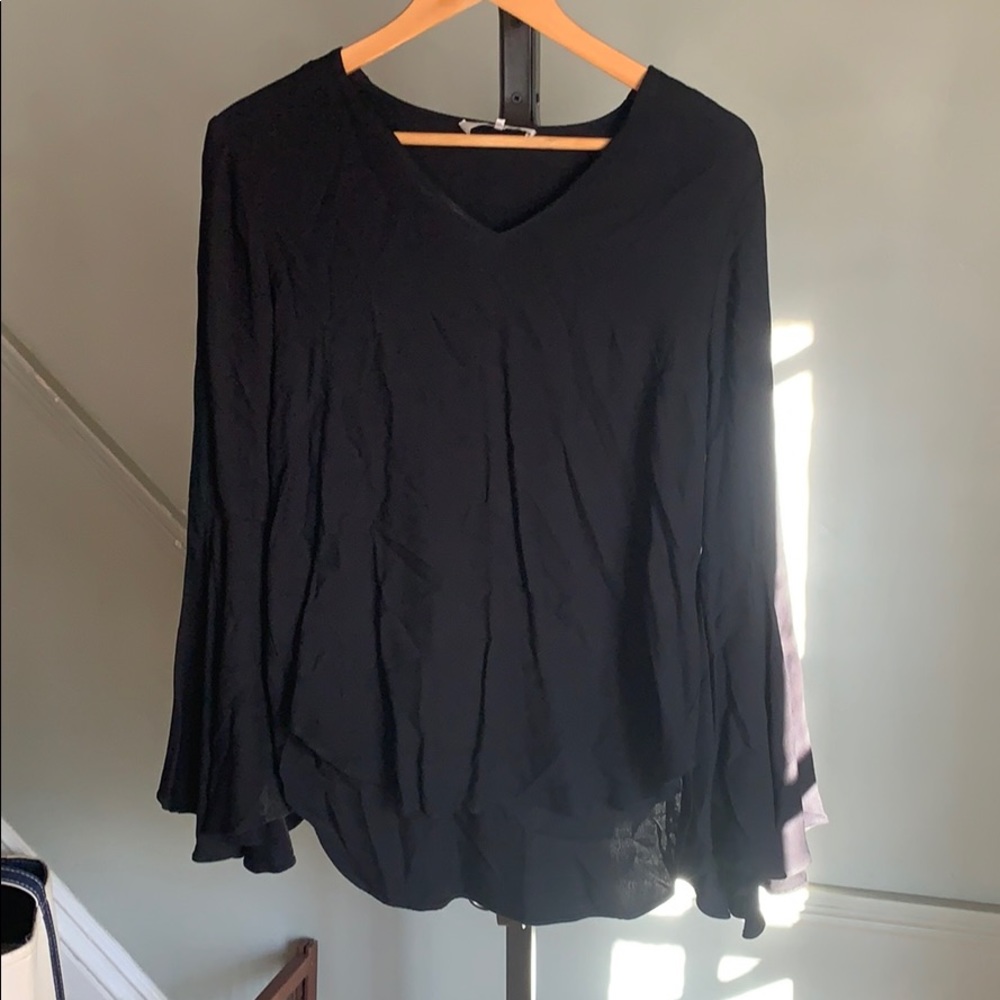 Black flowey blouse with bell sleeves